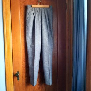 Vintage 90s, grey wool, lined, pleated dress pants, front pockets, M, Sevil